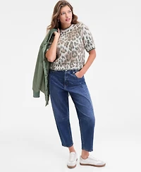 On 34th Women's Brushed Animal Print Short-Sleeve Sweater, Macy's Exclusive