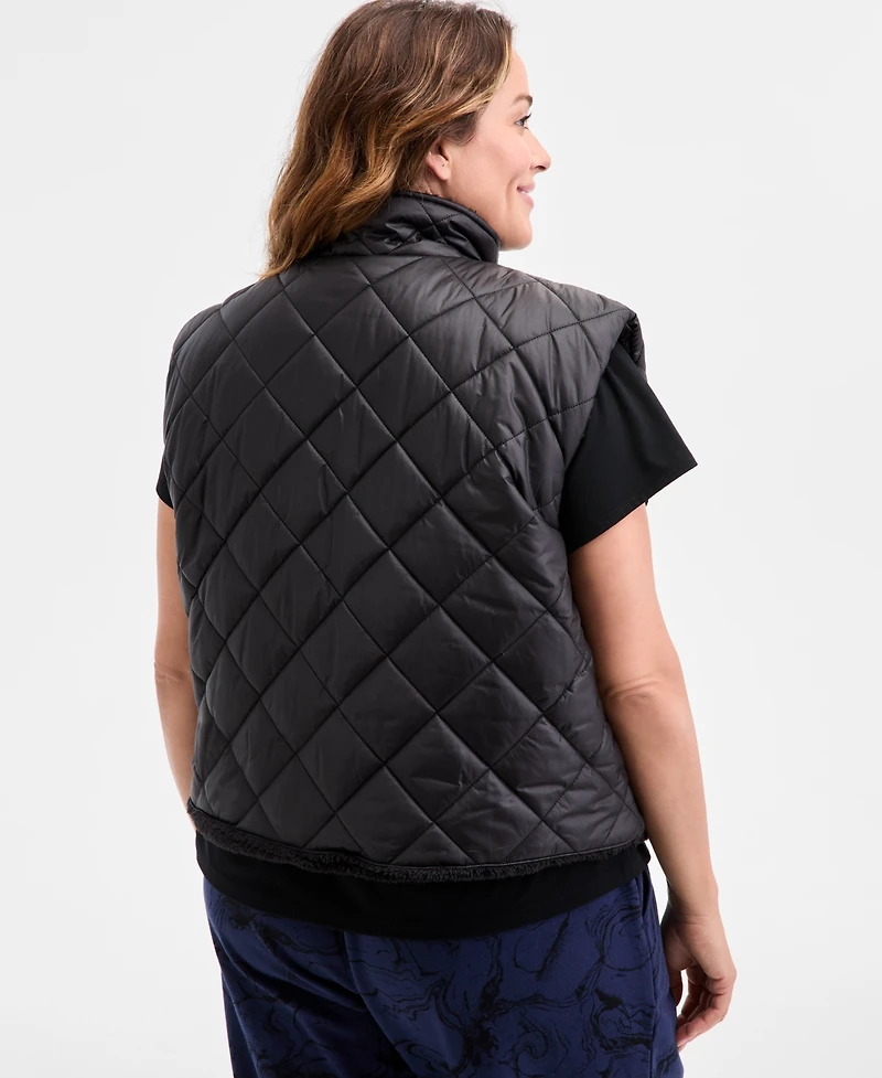 Id Ideology Plus Relaxed Zip-Front Sherpa Vest, Macy's Exclusive