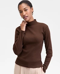 On 34th Women's Mock Neck Micro-Rib Top, Macy's Exclusive