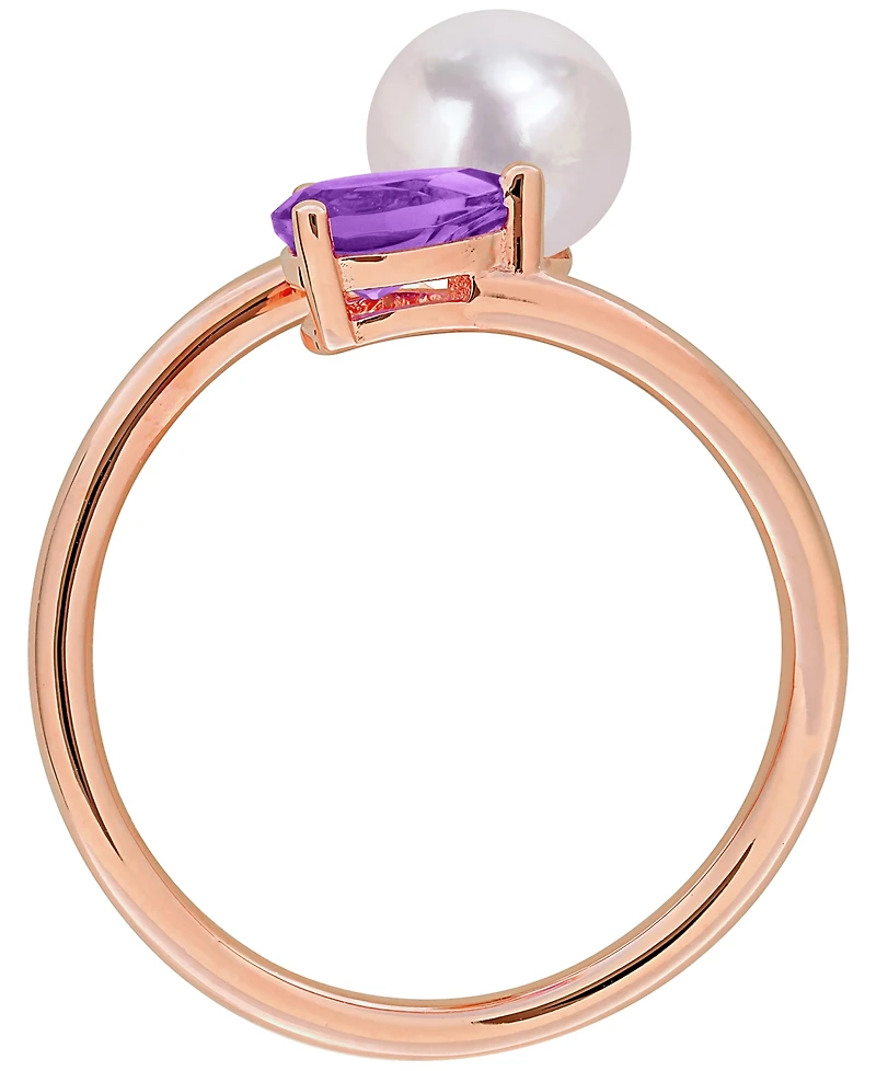 Macy's 18k Rose Gold-Plated Sterling Silver Cultured Freshwater Pearl & Lab-Created Amethyst Ring