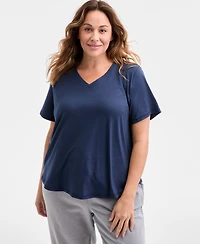Id Ideology Plus Curved-Hem V-Neck Top, Created for Macy's