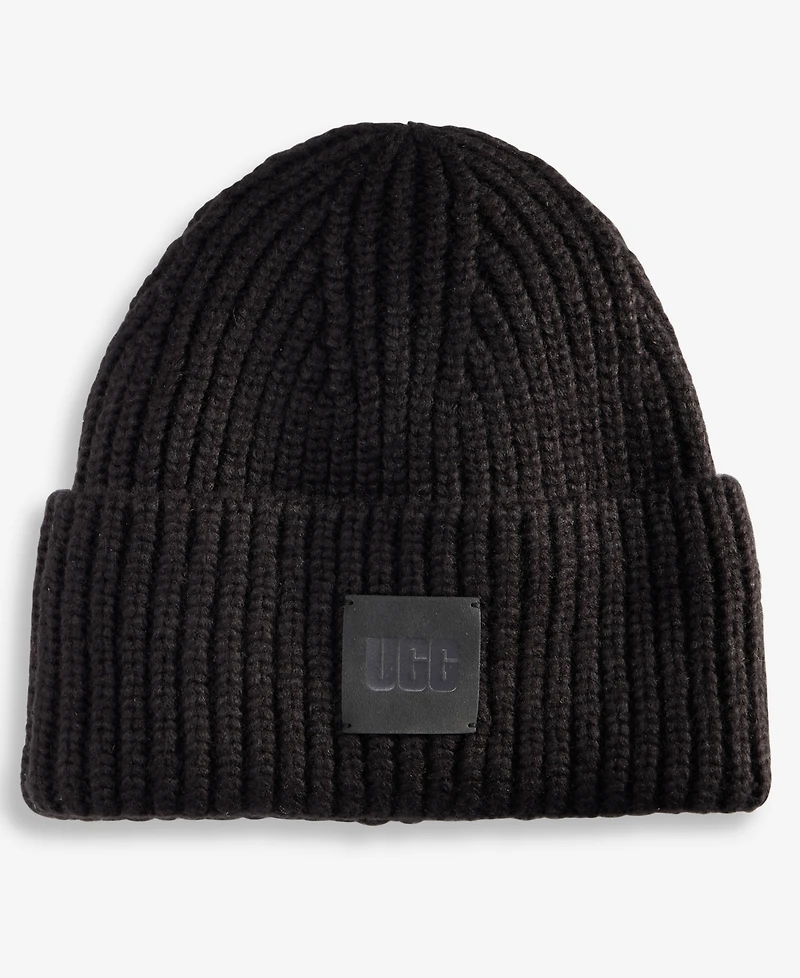Ugg Women's Chunky Rib-Knit Logo-Patch Beanie