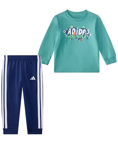 adidas Baby Boys 2-Piece Long Sleeve Graphic T-Shirt and Jogger Pants Set