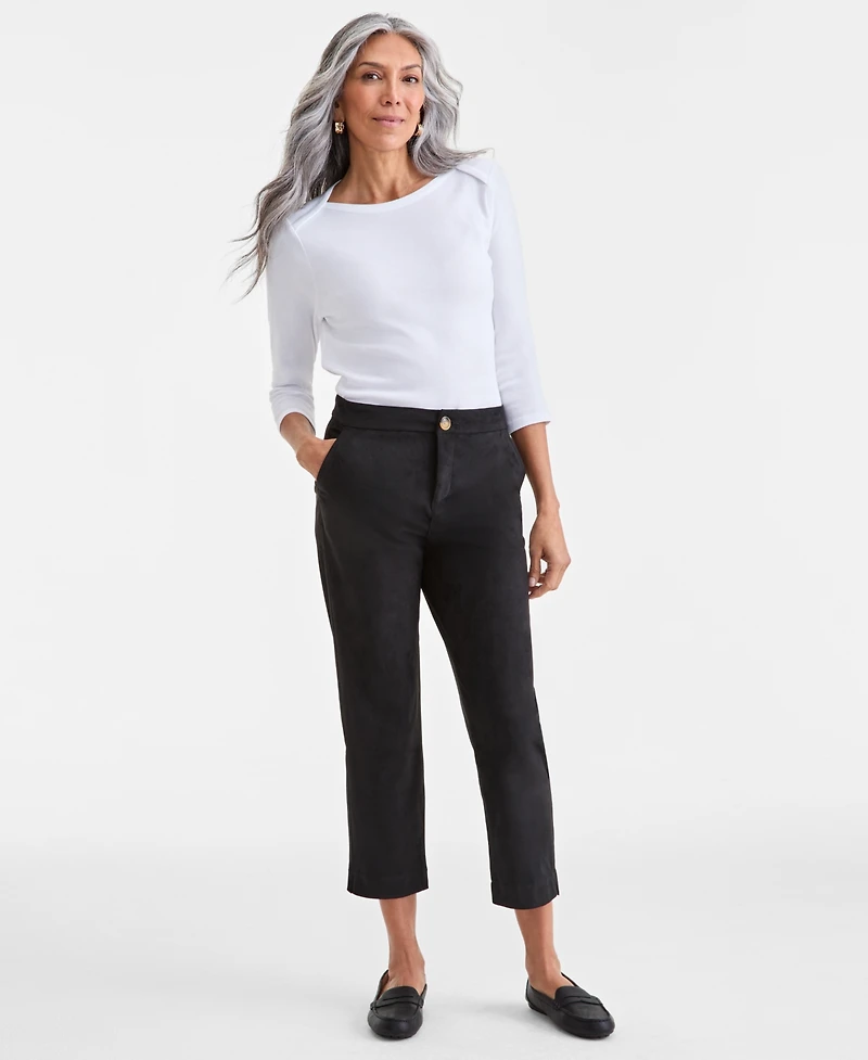 Style & Co Petite Faux-Suede Pants, Macy's Exclusive