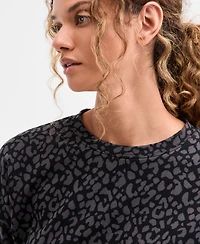 Id Ideology Women's Relaxed Animal-Print Fleece Sweatshirt, Macy's Exclusive
