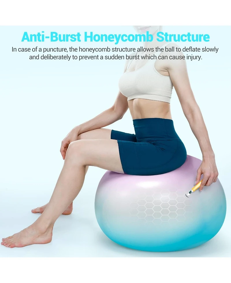 Extra Thick Exercise Ball - 25.6''Yoga Ball with Quick Pump