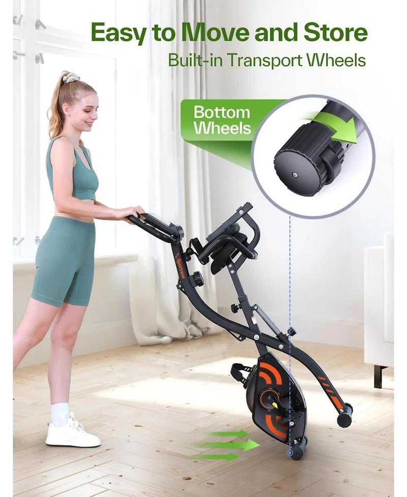 4 in 1 Indoor Cycling Bike with 16 Level Magnetic Resistance Training Bike with Arm Resistance Band