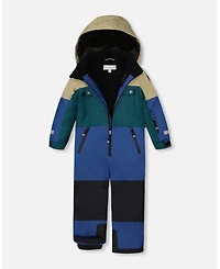 Deux par Boy One-Piece Teknik Snowsuit Colorblocked Navy Blue - Child
