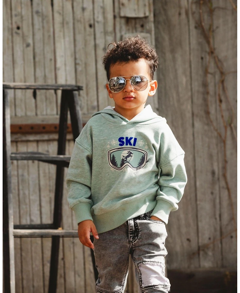 Deux par Boy Super Soft Hooded Brushed Jersey Sweatshirt with Graphic Print Green