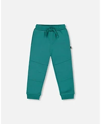 Deux par Big Boys Fleece Sweatpants with Articulated Knees Forest Green