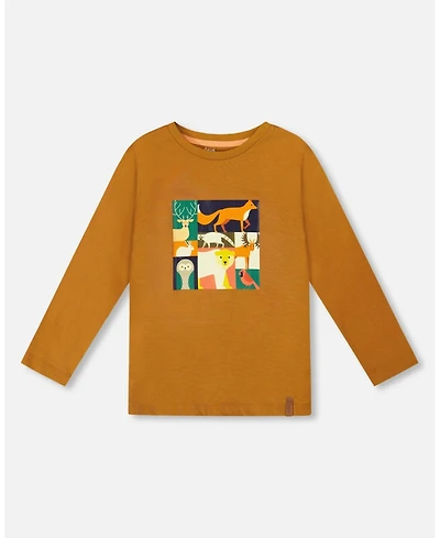Deux par Boy Long Sleeve Cotton Jersey Tee Shirt Orange Brown - Child