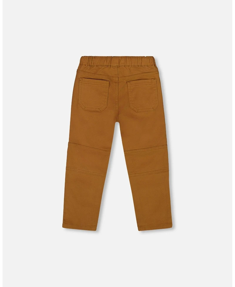 Deux par Boy Twill Jogger Pants with Patch Pockets Brown