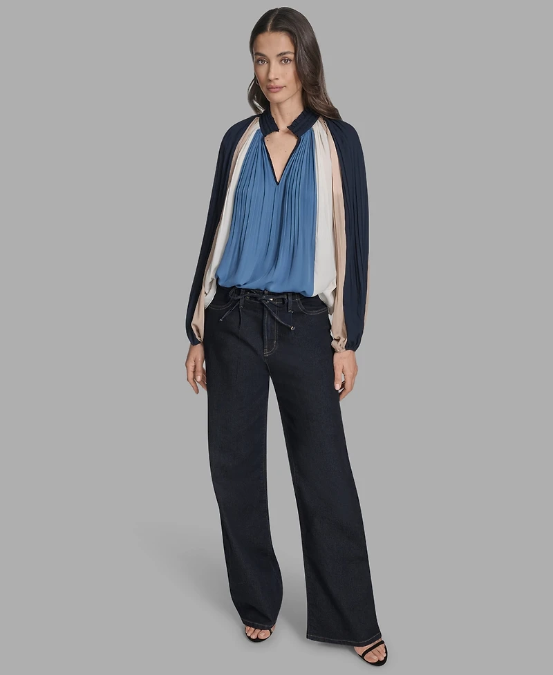 Bcbg Women's Long Sleeve Pleated Top