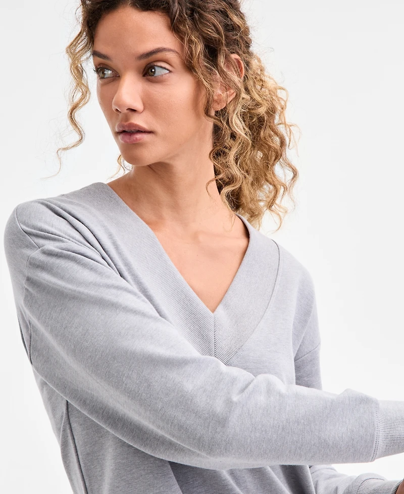 Id Ideology Women's Fleece V-Neck Sweatshirt, Created for Macy's