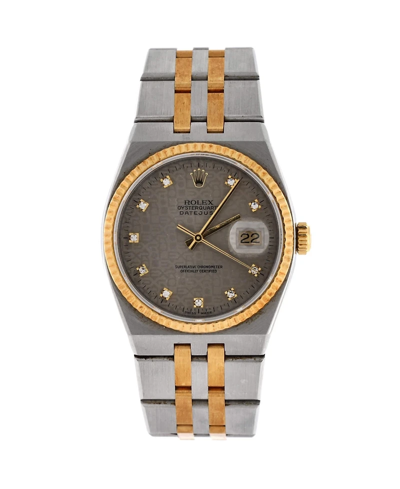 Pre-Owned Rolex Oysterquartz Datejust Watch in Stainless Steel and Gold with Diamond Markers 36mm