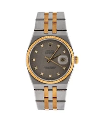 Pre-Owned Rolex Oysterquartz Datejust Watch in Stainless Steel and Gold with Diamond Markers 36mm