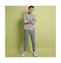 Campus Sutra Men's Black & Grey Geometric Aztec Print Shirt