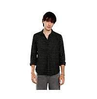 Campus Sutra Men's Seaweed Green & Charcoal Black Gingham Shirt