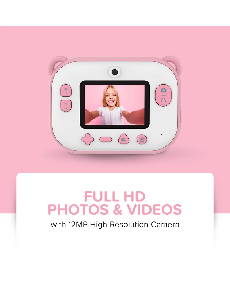 myFirst Insta 2 () Kids Instant Print Camera, 12MP Photos, 1080P Video, Front & Selfie Lens, microSD Card & Neck Lanyard, Travel Camera