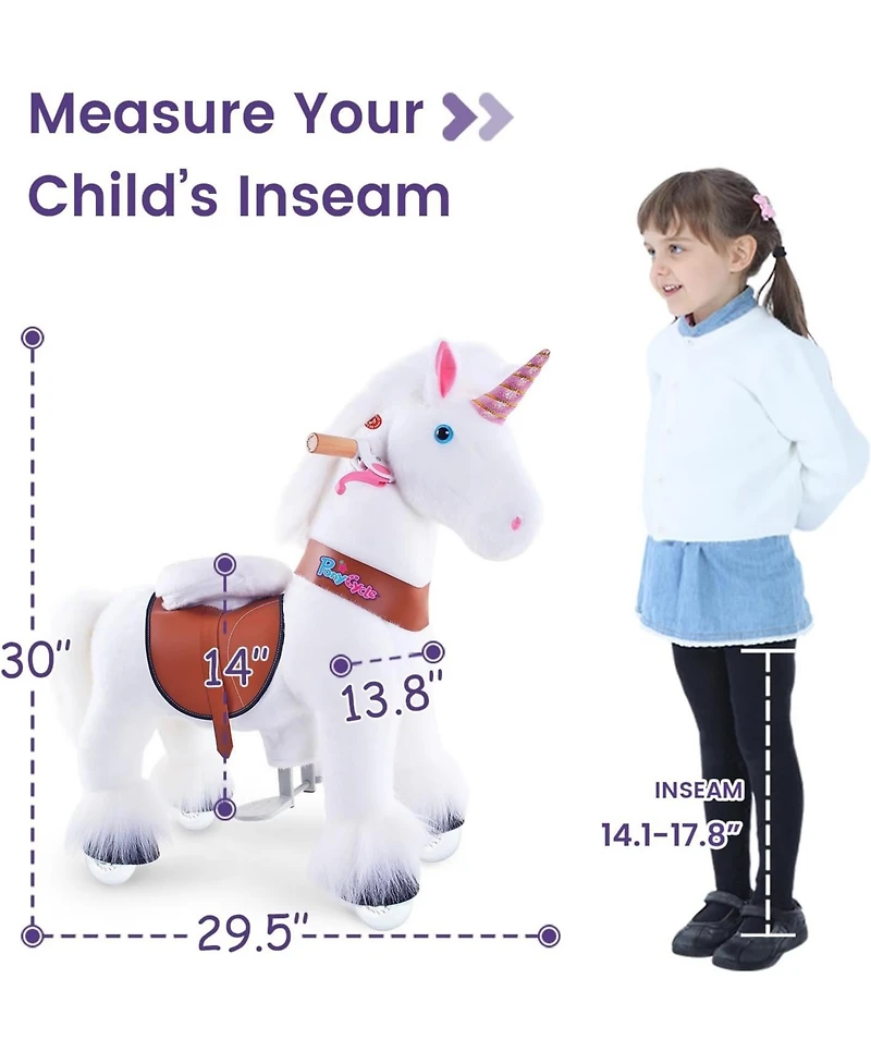 PonyCycle Ride-on Unicorn White Model U Size 4 for 4- Years