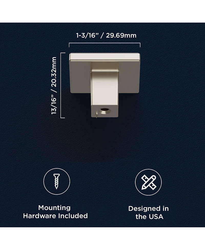 Heritage Designs Tempo: Square Knob 10pk - Satin Nickel