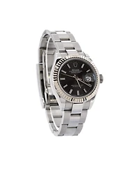 Pre-Owned Rolex Oyster Perpetual Datejust Dark Grey Automatic Watch in Stainless Steel and White Gold 28mm