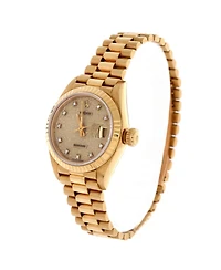 Pre-Owned Rolex Oyster Perpetual President Datejust Automatic Watch in Gold with Diamond Markers 26mm