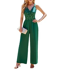 Cupshe Women's Lace Bodice Wide Leg Jumpsuit