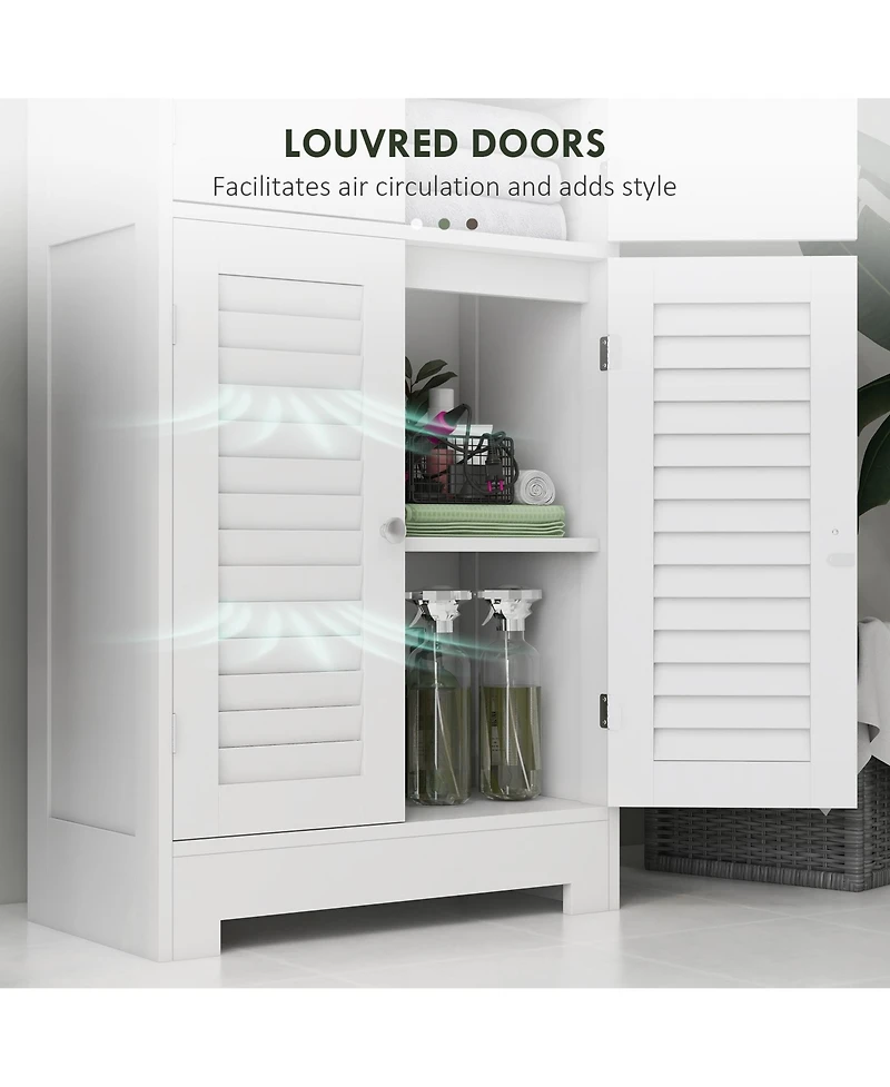 Homcom 67" Tall Bathroom Storage Cabinet Towel Cabinet with Louv Doors