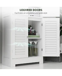 Homcom 67" Tall Bathroom Storage Cabinet Towel Cabinet with Louv Doors
