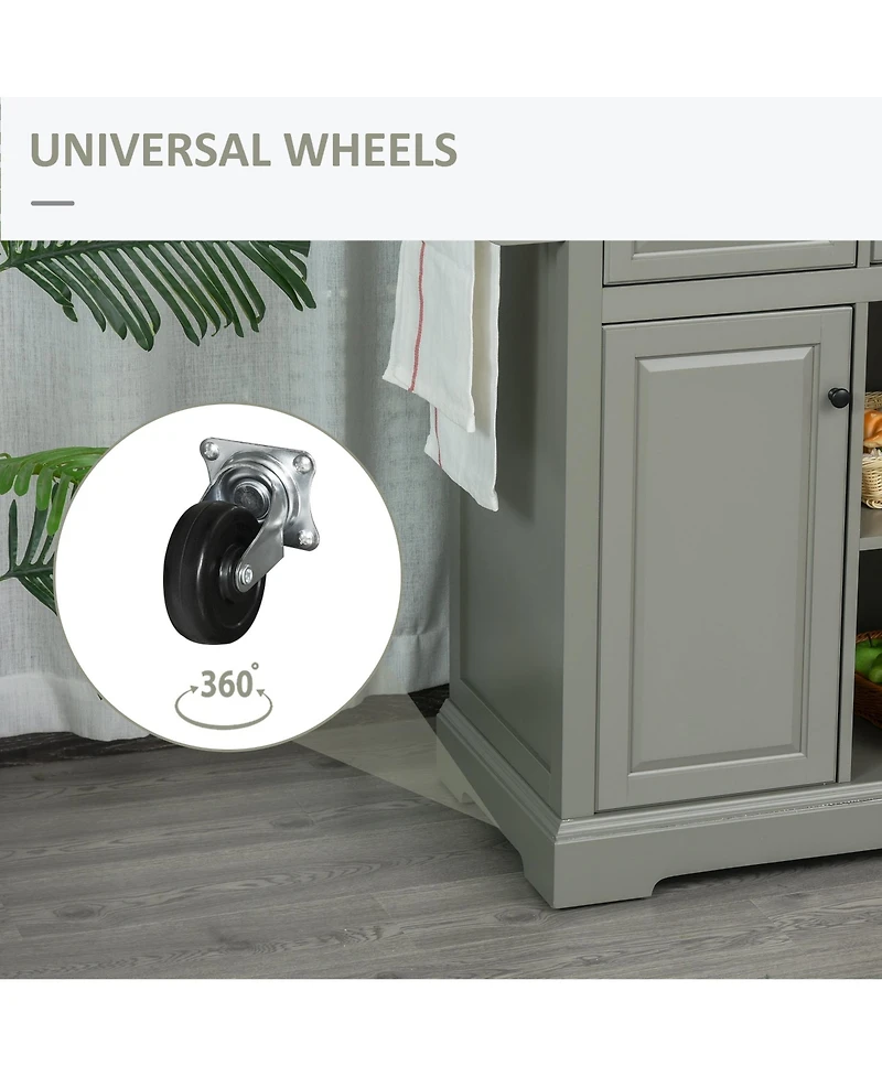 Halifax North America Gray Mobile Kitchen: Island Cart with Stainless Top and Multi-Storage