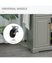Halifax North America Gray Mobile Kitchen: Island Cart with Stainless Top and Multi-Storage