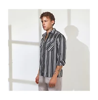Campus Sutra Men's Charcoal Grey Multitrack Striped Oversized Shirt