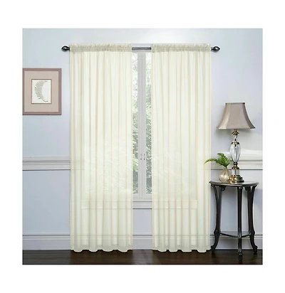 Kate Aurora Basic 2 Pack Sheer Voile Home Window Curtains - 52 in. W x 84 L