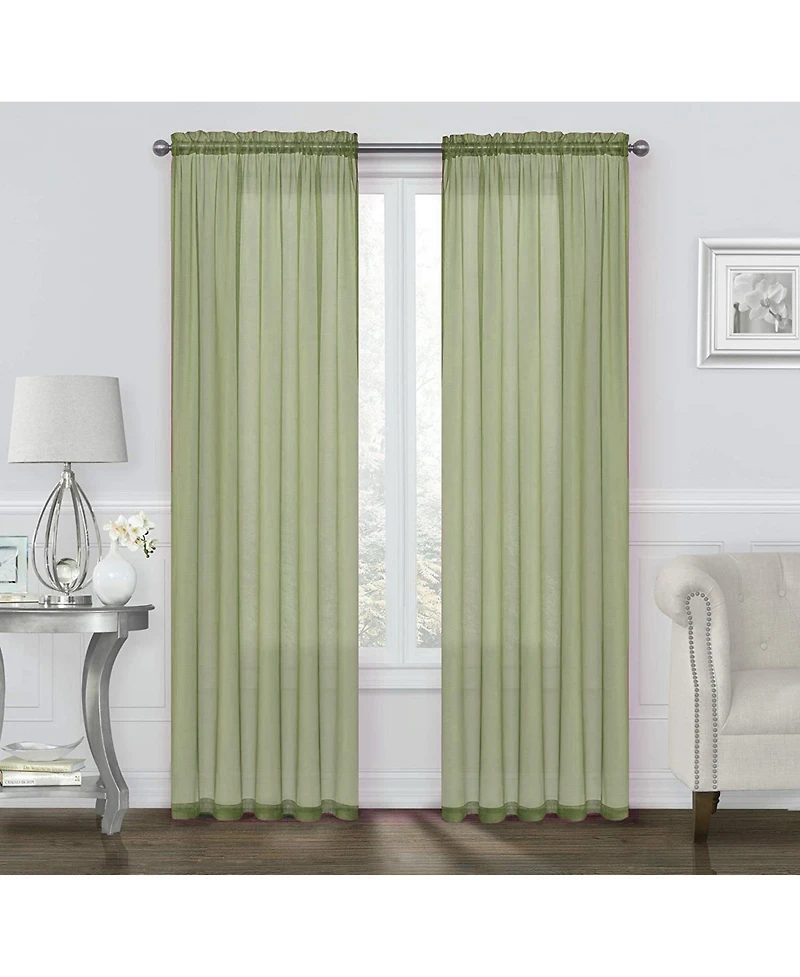 Kate Aurora Basic 2 Pack Sheer Voile Home Window Curtains - 52 in. W x 84 L