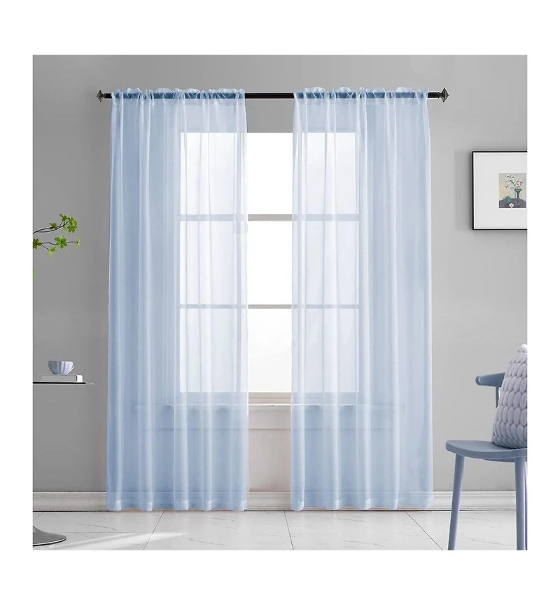 Kate Aurora Basic 2 Pack Sheer Voile Home Window Curtains - 52 in. W x 84 L