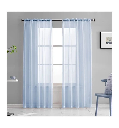 Kate Aurora Basic 2 Pack Sheer Voile Home Window Curtains - 52 in. W x 84 L