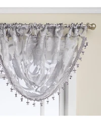 Kate Aurora Custom Scroll Sheer Voile Waterfall Window Curtain Valances - 57 in. W x 37 L