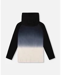 Deux par Boy Cotton Jersey Hooded Raglan Sleeve Tee Black