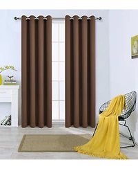 Kate Aurora 100% Hotel Blackout Thermal Insulated Grommet Curtains (2 Pack