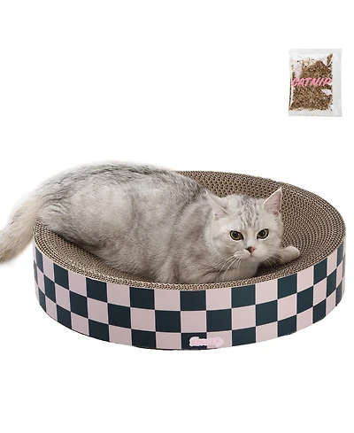 The Licker Store Nelson 20.13" Modern Cardboard Round Bowl Cat Scratcher with Catnip