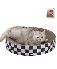 The Licker Store Nelson 20.13" Modern Cardboard Round Bowl Cat Scratcher with Catnip