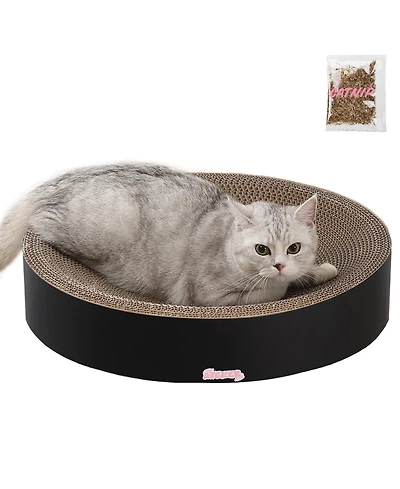 The Licker Store Nelson 20.13" Modern Cardboard Round Bowl Cat Scratcher with Catnip