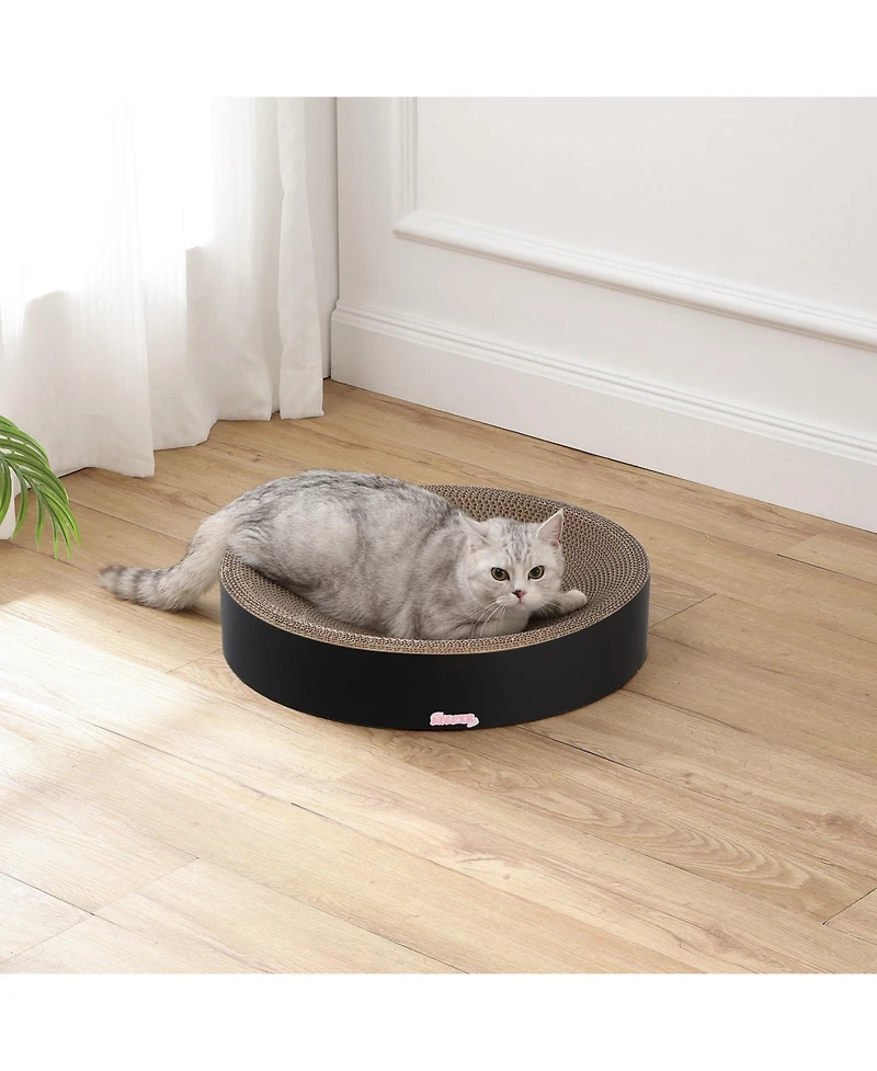 The Licker Store Nelson 20.13" Modern Cardboard Round Bowl Cat Scratcher with Catnip