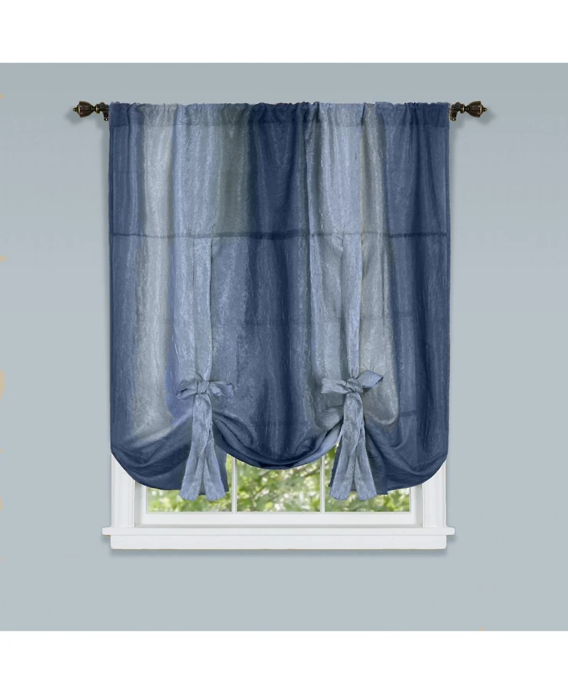 GoodGram Royal Ombre Crushed Semi Sheer Tie Up Single Window Curtain Shade - 50 in. W x 63 L