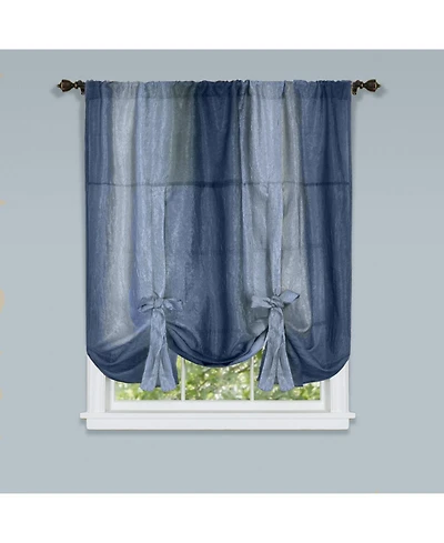 GoodGram Royal Ombre Crushed Semi Sheer Tie Up Single Window Curtain Shade - 50 in. W x 63 L