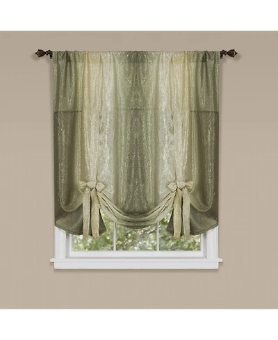 GoodGram Royal Ombre Crushed Semi Sheer Tie Up Single Window Curtain Shade - 50 in. W x 63 L