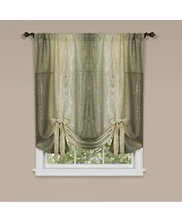 GoodGram Royal Ombre Crushed Semi Sheer Tie Up Single Window Curtain Shade - 50 in. W x 63 L