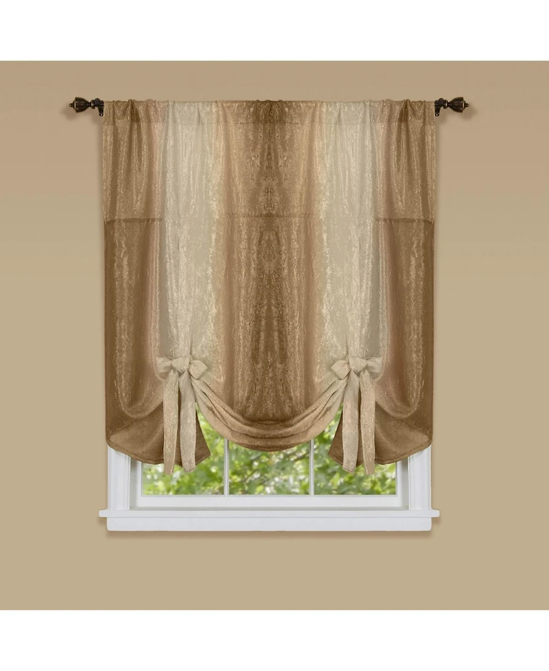 GoodGram Royal Ombre Crushed Semi Sheer Tie Up Single Window Curtain Shade - 50 in. W x 63 L