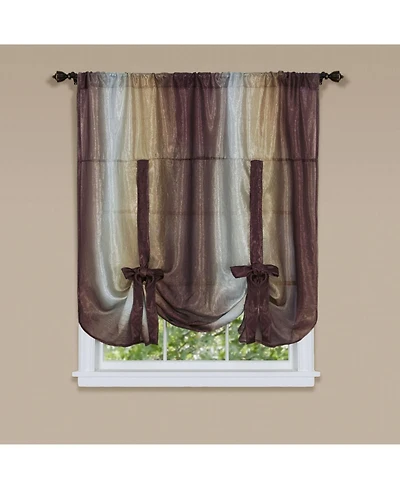 GoodGram Royal Ombre Crushed Semi Sheer Tie Up Single Window Curtain Shade - 50 in. W x 63 L